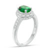 Thumbnail Image 2 of Oval Lab-Created Green Quartz and White Sapphire Frame Vintage-Style Ring in Sterling Silver