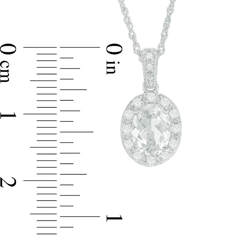 Oval Lab-Created White Sapphire Frame Vintage-Style Pendant in Sterling Silver