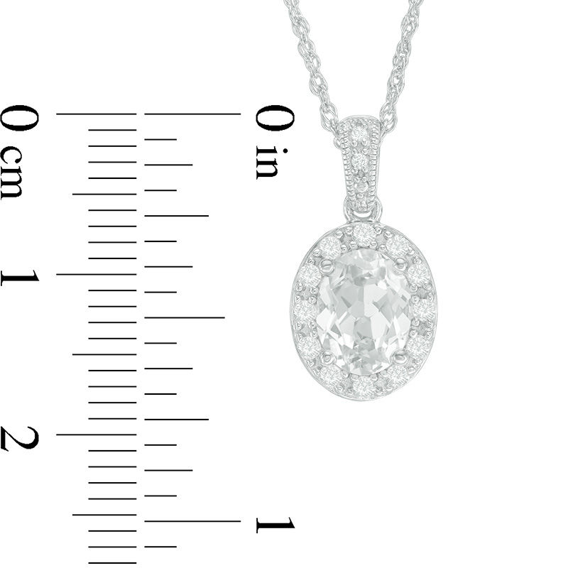 Main Image 2 of Oval Lab-Created White Sapphire Frame Vintage-Style Pendant in Sterling Silver
