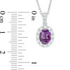 Thumbnail Image 1 of Oval Amethyst and Lab-Created White Sapphire Frame Vintage-Style Pendant in Sterling Silver