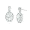 Thumbnail Image 1 of Oval Lab-Created White Sapphire Frame Vintage-Style Drop Earrings in Sterling Silver