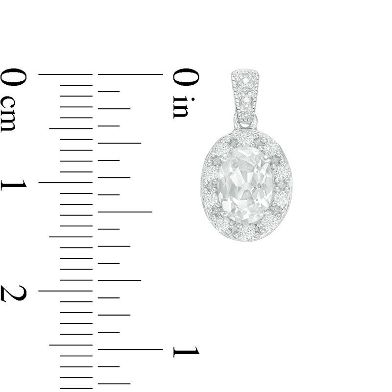 Main Image 2 of Oval Lab-Created White Sapphire Frame Vintage-Style Drop Earrings in Sterling Silver