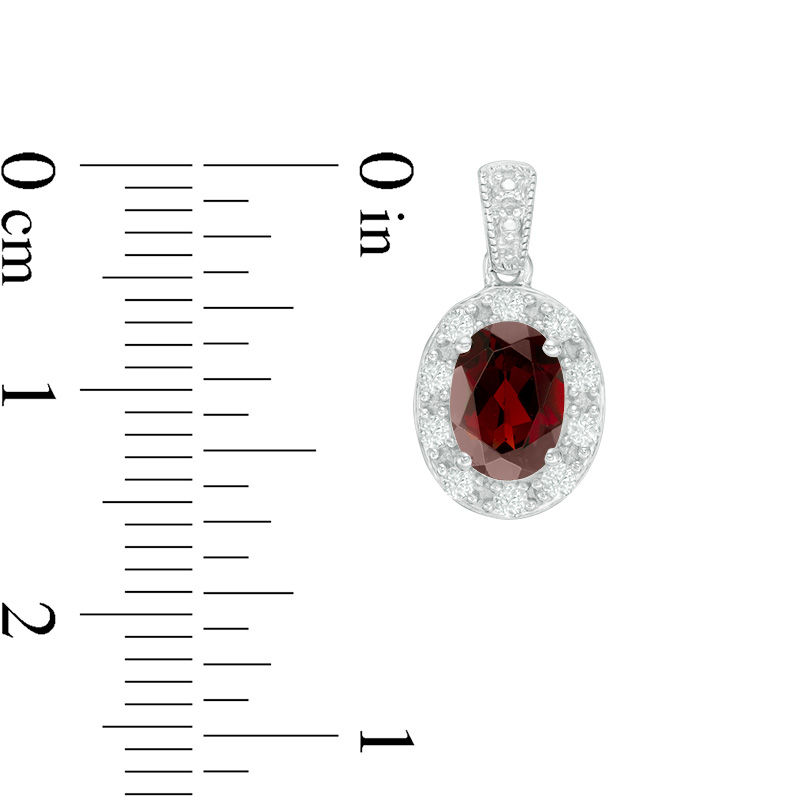 Oval Garnet and Lab-Created White Sapphire Frame Vintage-Style Drop Earrings in Sterling Silver