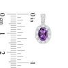 Thumbnail Image 1 of Oval Amethyst and Lab-Created White Sapphire Frame Vintage-Style Drop Earrings in Sterling Silver
