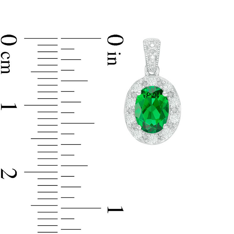 Main Image 2 of Oval Lab-Created Green Quartz and White Sapphire Frame Vintage-Style Drop Earrings in Sterling Silver