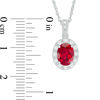 Thumbnail Image 1 of Oval Lab-Created Ruby and White Sapphire Frame Vintage-Style Pendant in Sterling Silver