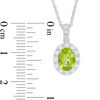 Thumbnail Image 2 of Oval Peridot and Lab-Created White Sapphire Frame Vintage-Style Pendant in Sterling Silver