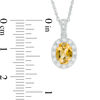 Thumbnail Image 1 of Oval Citrine and Lab-Created White Sapphire Frame Vintage-Style Pendant in Sterling Silver