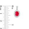 Thumbnail Image 1 of Oval Lab-Created Ruby and White Sapphire Frame Vintage-Style Drop Earrings in Sterling Silver