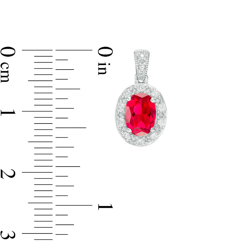 Main Image 2 of Oval Lab-Created Ruby and White Sapphire Frame Vintage-Style Drop Earrings in Sterling Silver