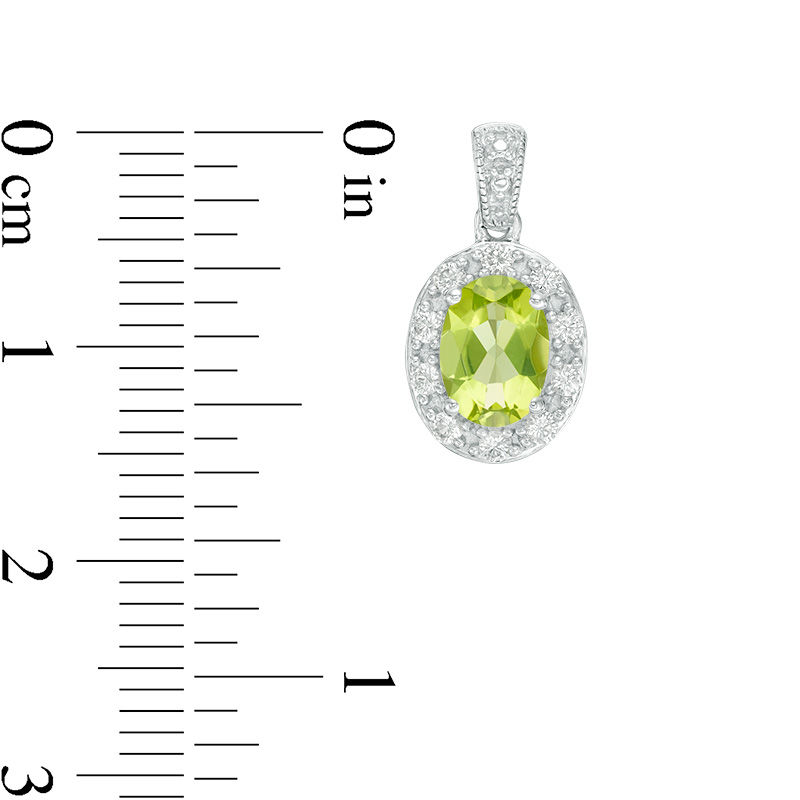 Main Image 2 of Oval Peridot and Lab-Created White Sapphire Frame Vintage-Style Drop Earrings in Sterling Silver