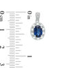 Thumbnail Image 1 of Oval Lab-Created Ceylon and White Sapphire Frame Vintage-Style Drop Earrings in Sterling Silver