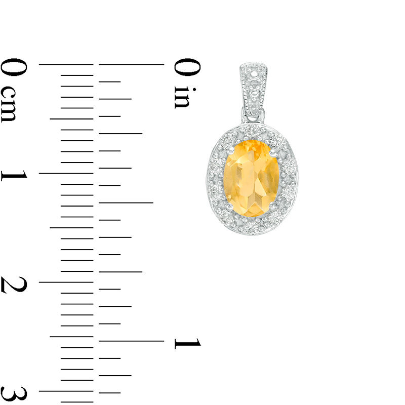 Main Image 2 of Oval Citrine and Lab-Created White Sapphire Frame Vintage-Style Drop Earrings in Sterling Silver