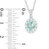 Thumbnail Image 2 of Oval Lab-Created Blue Quartz and White Sapphire Frame Vintage-Style Pendant in Sterling Silver