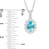 Thumbnail Image 1 of Oval Swiss Blue Topaz and Lab-Created White Sapphire Frame Vintage-Style Pendant in Sterling Silver
