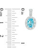 Thumbnail Image 2 of Oval Swiss Blue Topaz and Lab-Created White Sapphire Frame Vintage-Style Drop Earrings in Sterling Silver