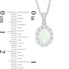 Thumbnail Image 2 of Oval Lab-Created Opal and White Sapphire Frame Vintage-Style Pendant in Sterling Silver