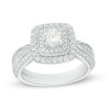 Thumbnail Image 0 of Vera Wang Love Collection 1.18 CT. T.W. Diamond Double Cushion Frame Engagement Ring in 14K White Gold