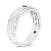 Thumbnail Image 1 of Vera Wang Love Collection Men's 0.04 CT. Black Diamond Solitaire Wedding Band in 14K White Gold