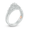 Thumbnail Image 2 of Perfect Fit 0.50 CT. T.W. Oval Diamond Frame Vintage-Style Interlocking Bridal Set in 10K White Gold