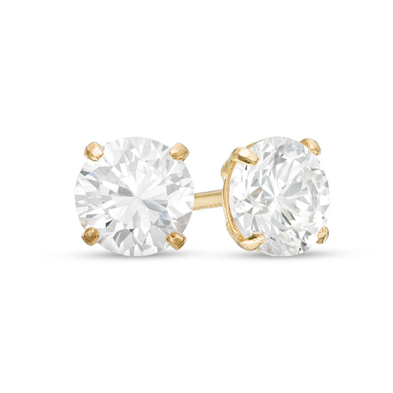 0.72 Ct Cubic Zirconia Stud Earrings in14K Yellow Gold Over Sterling Silver