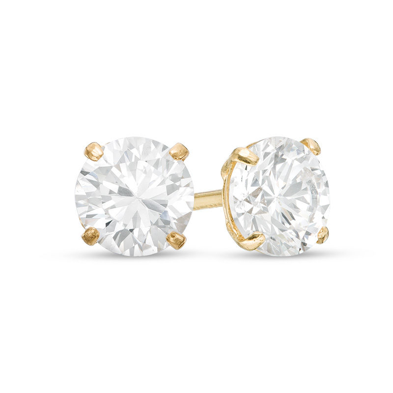 5.0mm Cubic Zirconia Solitaire Stud Earrings in 14K Gold | Peoples ...