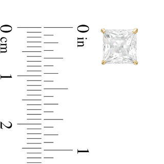 7.0mm Princess-Cut Cubic Zirconia Solitaire Stud Earrings in 14K Gold