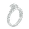 Thumbnail Image 2 of 0.30 CT. T.W. Diamond Double Cushion Frame Twist Braid Bridal Set in 10K White Gold