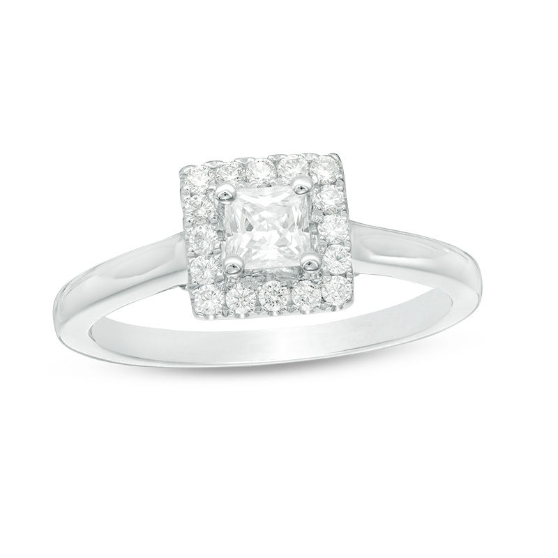 Main Image 1 of 0.50 CT. T.W. Princess-Cut Diamond Frame Engagement Ring in 10K Two-Tone Gold