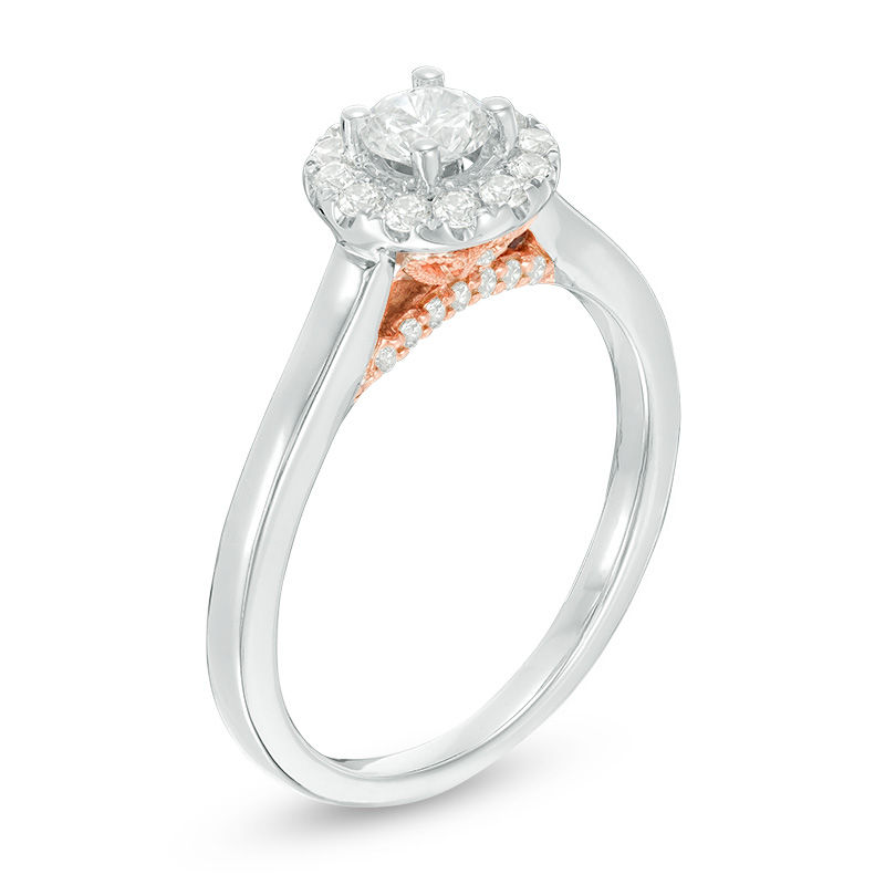 Main Image 2 of 0.50 CT. T.W. Diamond Frame Engagement Ring in 10K Two-Tone Gold