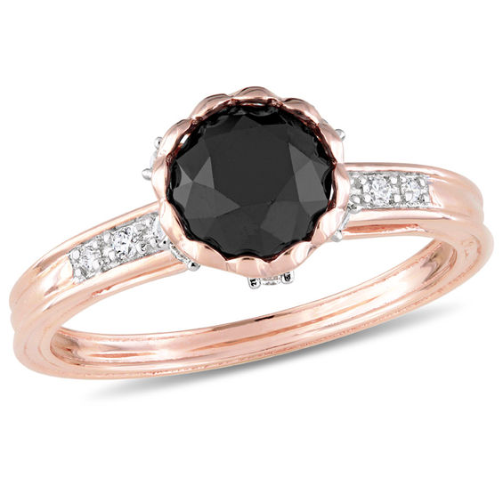 1.62 CT. T.W. Enhanced Black and White Diamond Engagement Ring in 10K Rose Gold 1.62 CT. T.W. Enhanced Black and White Diamond Engagement Ring in 10K Rose Gold