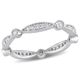 Wedding Bands Peoples Jewellers T W Diamond Alternating Vintage Style Eternity Wedding Band In 10k White Gold