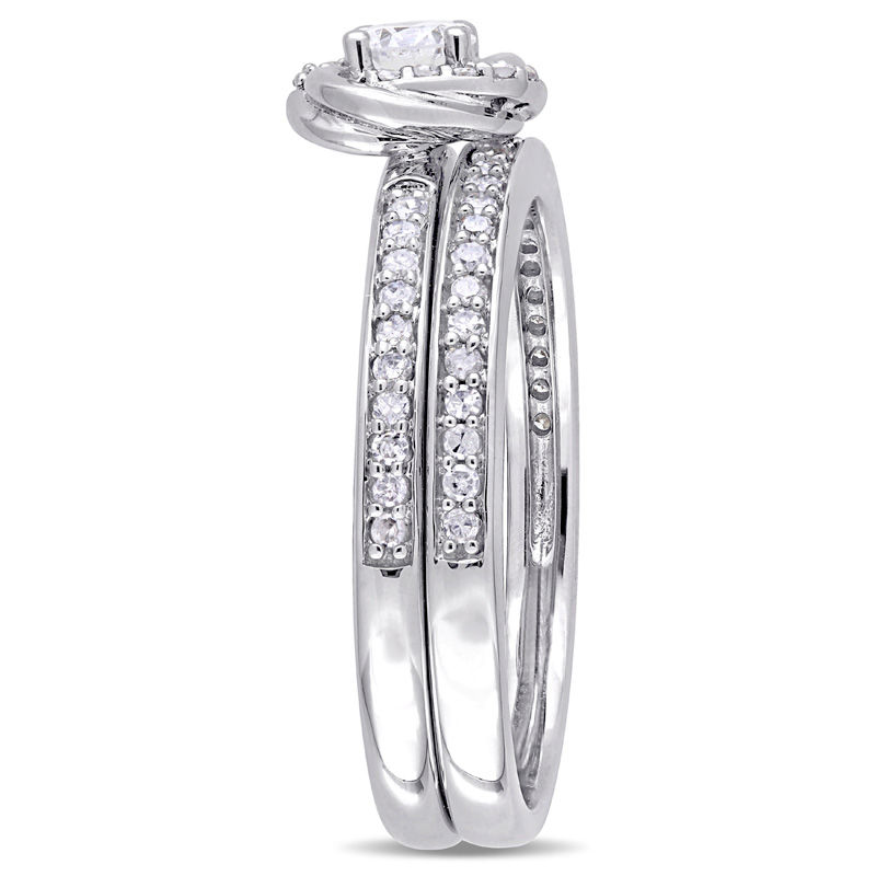 0.47 CT. T.W. Diamond Swirl Frame in Bridal Set 10K White Gold