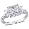 Thumbnail Image 0 of 0.91 CT. T.W. Quad Princess-Cut Diamond Double Frame Engagement Ring in 14K White Gold