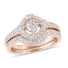 Thumbnail Image 1 of 0.73 CT. T.W. Diamond Frame Vintage-Style Bridal Set in 10K Rose Gold