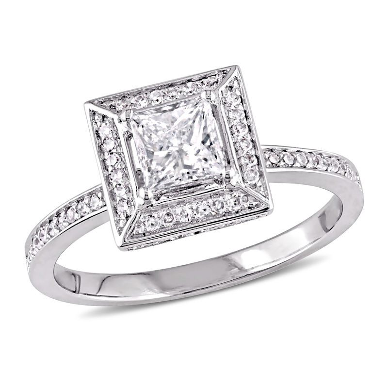 0.74 CT. T.W. Princess-Cut Diamond Frame Engagement Ring in 14K White Gold|Peoples Jewellers