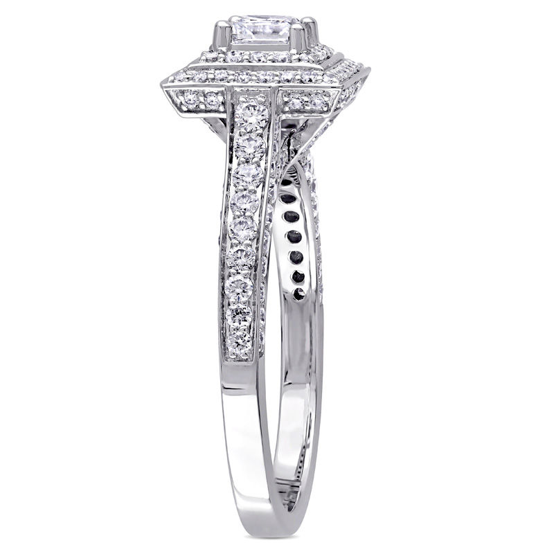 1.27 CT. T.W. Princess-Cut Diamond Double Frame Engagement Ring in 14K White Gold