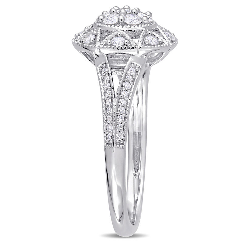 Main Image 2 of 0.47 CT. T.W. Multi-Diamond Frame Vintage-Style Engagement Ring in 10K White Gold