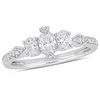 Thumbnail Image 1 of 0.89 CT. T.W. Oval Diamond Three Stone Vintage-Style Engagement Ring in 14K White Gold