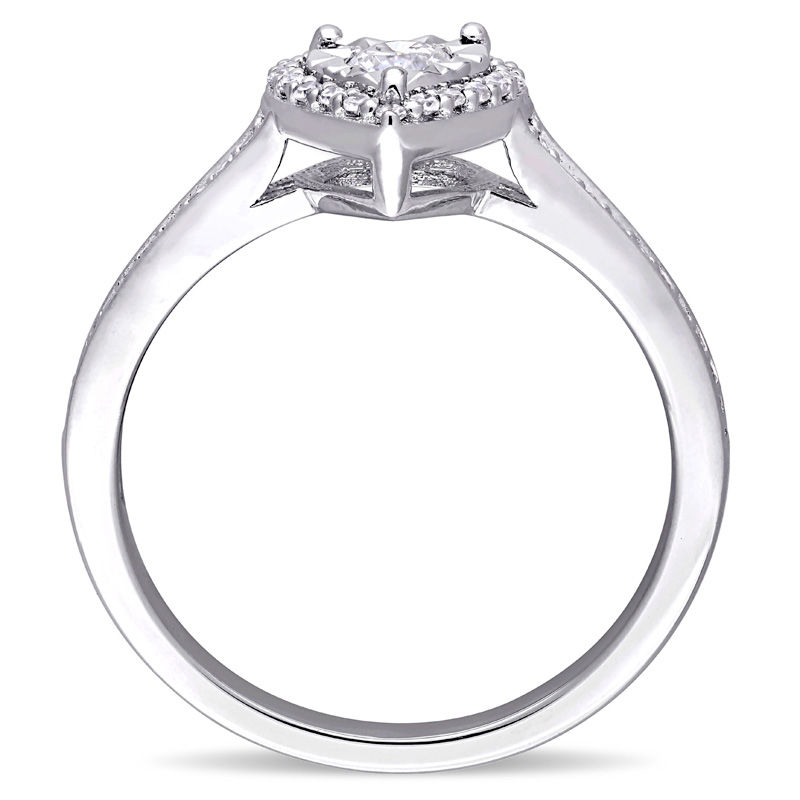 0.31 CT. T.W. Diamond Heart Frame Engagement Ring in Sterling Silver