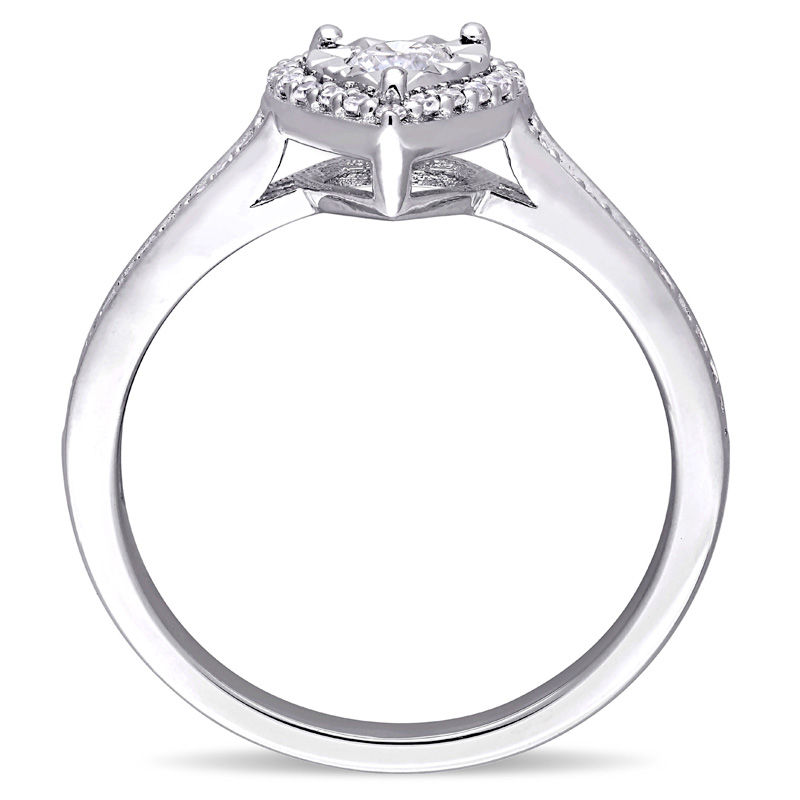 Main Image 3 of 0.31 CT. T.W. Diamond Heart Frame Engagement Ring in Sterling Silver