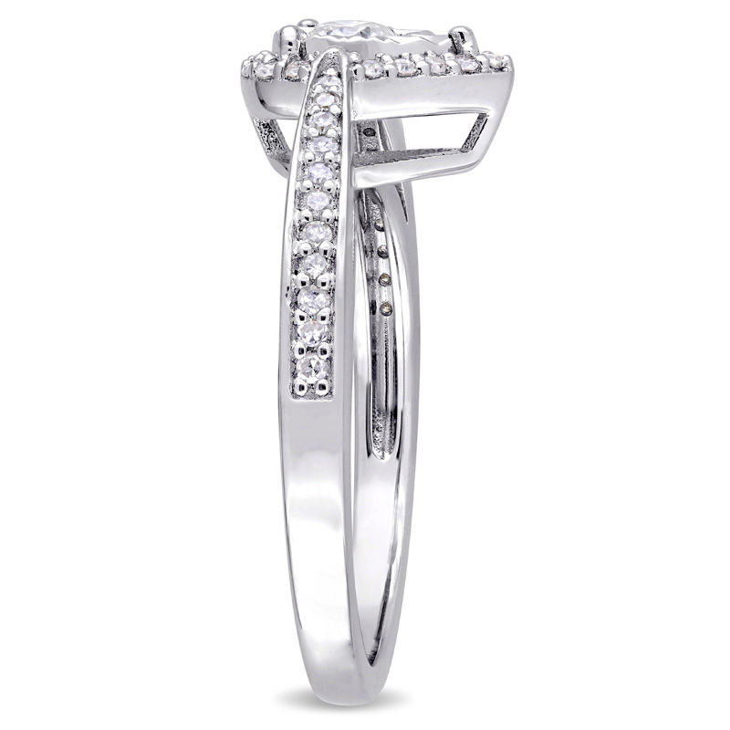 Main Image 2 of 0.33 CT. T.W. Diamond Pear-Shaped Frame Engagement Ring in Sterling Silver