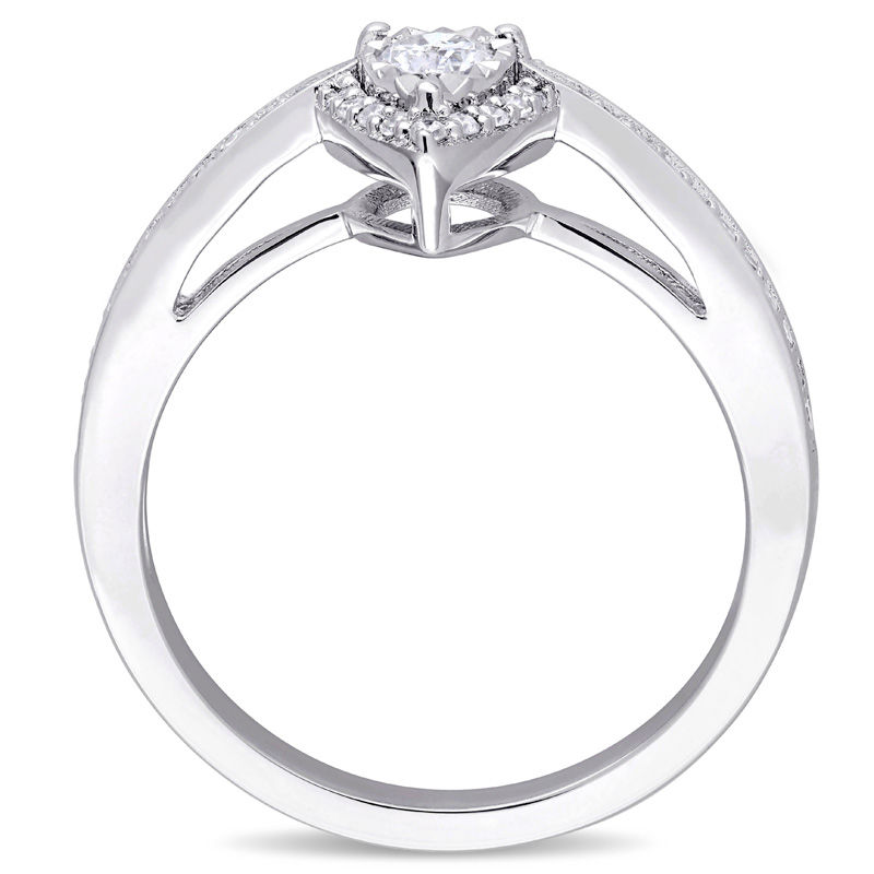 Main Image 3 of 0.33 CT. T.W. Diamond Pear-Shaped Frame Engagement Ring in Sterling Silver