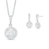 Thumbnail Image 0 of Lab-Created White Sapphire Frame Pendant and Drop Earrings Set in Sterling Silver