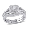 Thumbnail Image 0 of 0.47 CT. T.W. Princess-Cut Diamond Double Frame Bridal Set in Sterling Silver