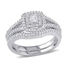 Thumbnail Image 1 of 0.47 CT. T.W. Princess-Cut Diamond Double Frame Bridal Set in Sterling Silver