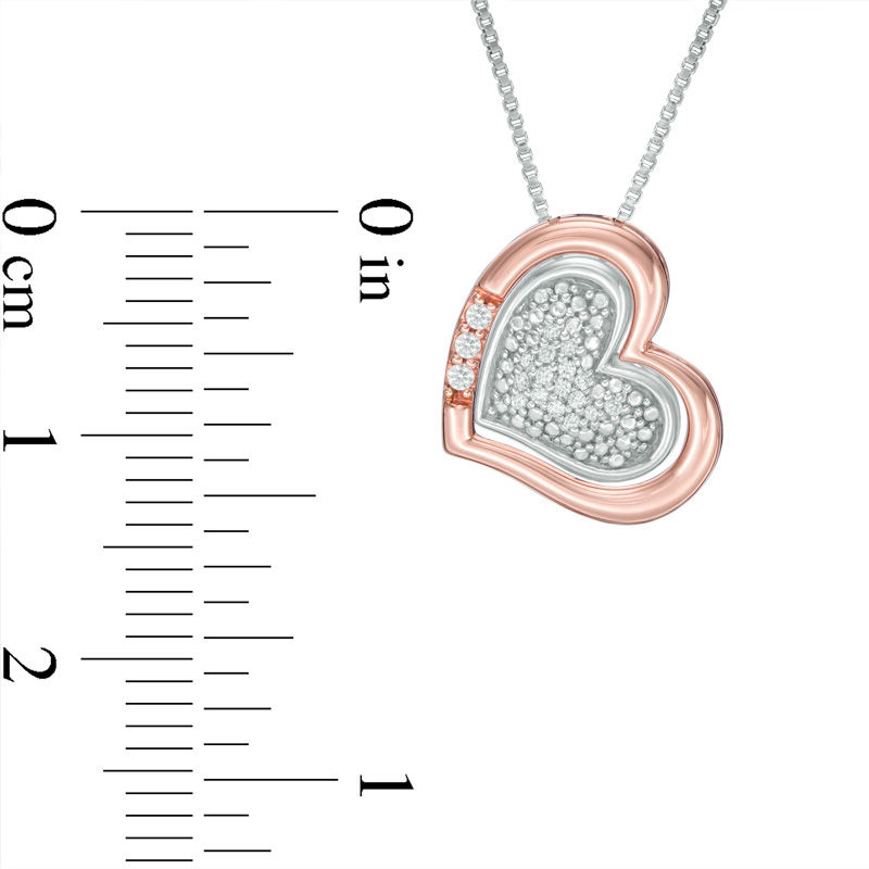 Main Image 4 of Convertibilities 0.07 CT. T.W. Diamond Heart Three-in-One Pendant in Sterling Silver and 10K Rose Gold