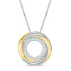 Thumbnail Image 0 of Convertibilities 0.16 CT. T.W. Diamond Swirl Circle Three-in-One Pendant in Sterling Silver and 10K Gold