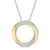 Thumbnail Image 2 of Convertibilities 0.16 CT. T.W. Diamond Swirl Circle Three-in-One Pendant in Sterling Silver and 10K Gold