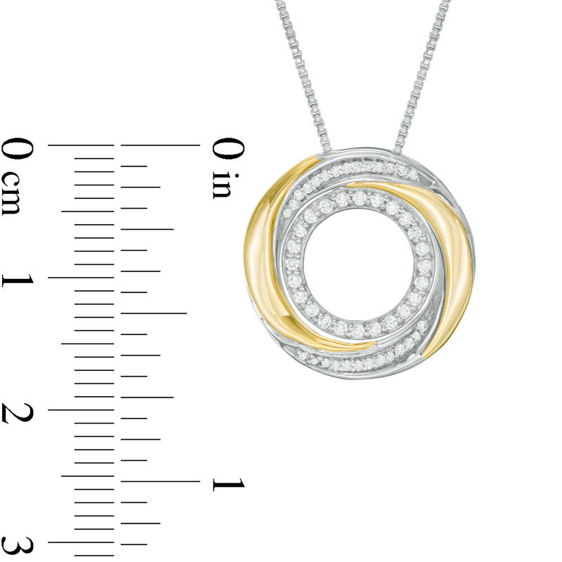 Convertibilities 0.16 CT. T.W. Diamond Swirl Circle Three-in-One Pendant in Sterling Silver and 10K Gold